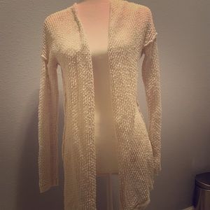 white loose knit cardigan
